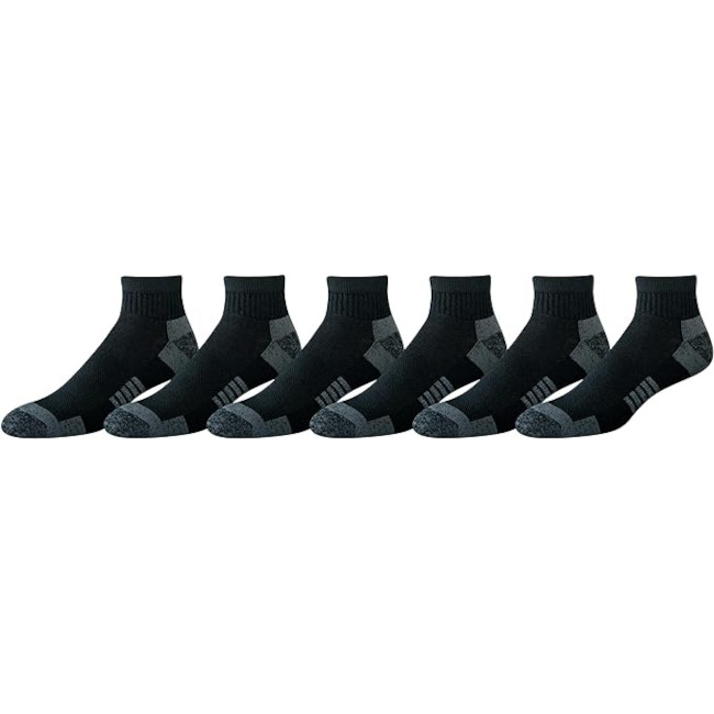 Mens 6-pack Performance Cotton Cushioned Athletic Ankle Socks