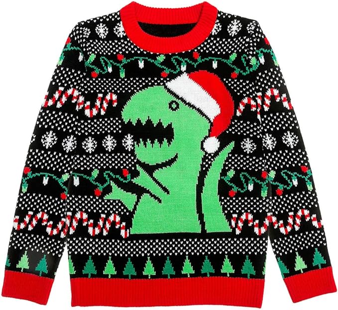 Tstars Trex Ugly Christmas Sweater Dino Dinosaur Lovers Gift for Men Women